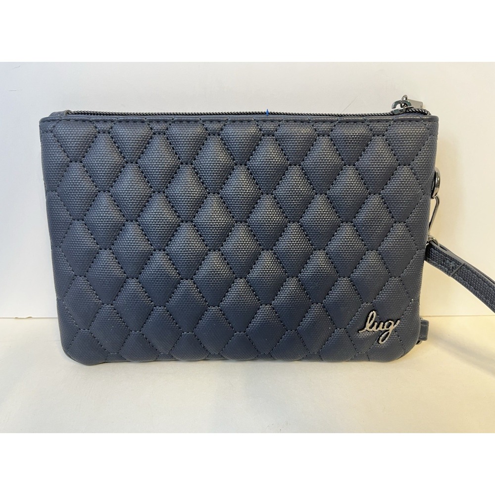 Lug Peekaboo Wristlet Navy Logo Travel Detachable Strap Quilted Neutral Casual